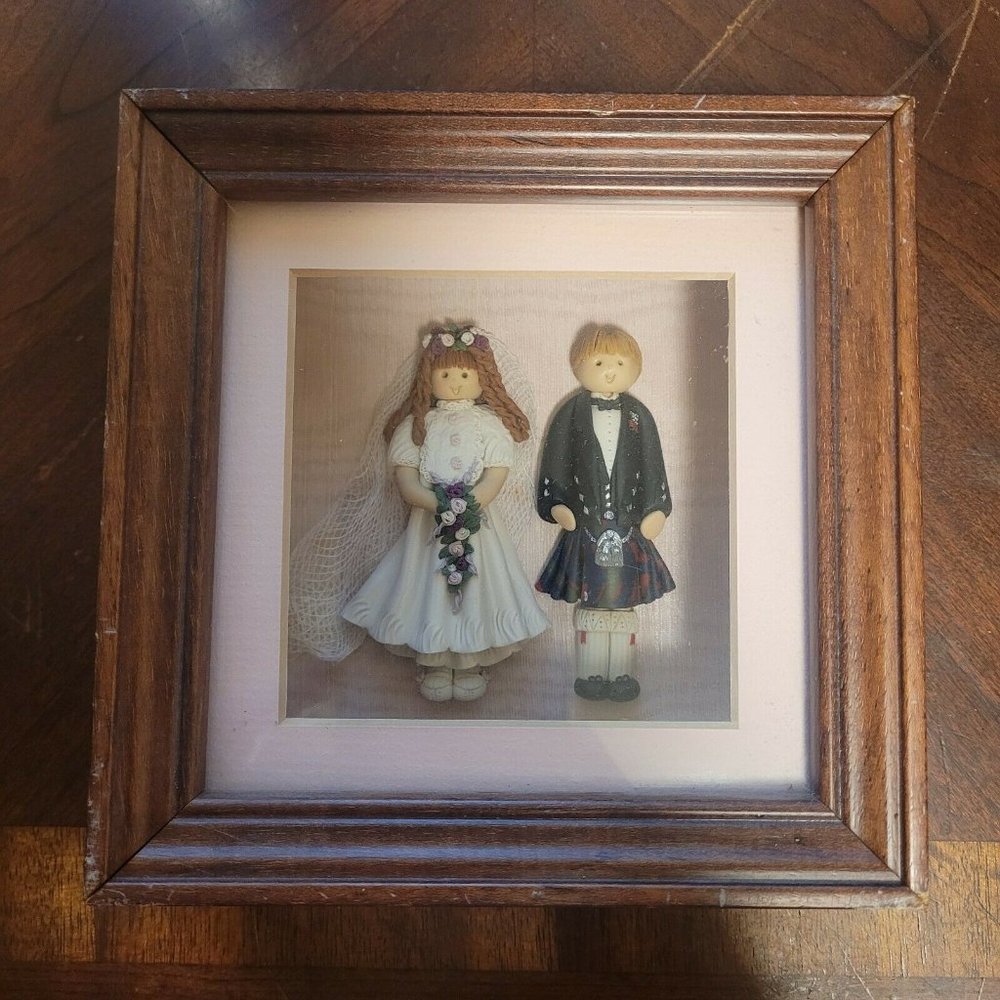 Vintage The Dolly Dimple Collection Scottish Bride and Groom Framed - Wall Decor